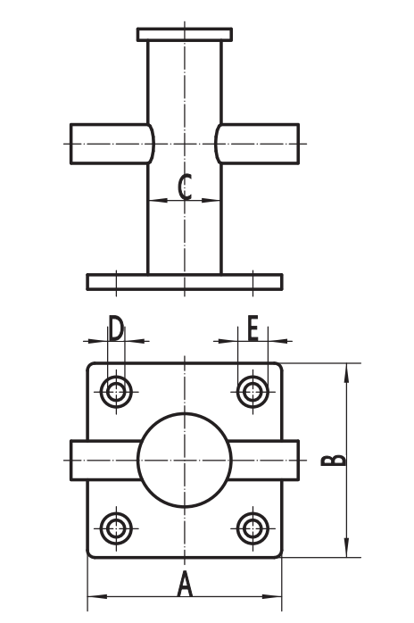 Stainless steel Single Cross Bollard view 3